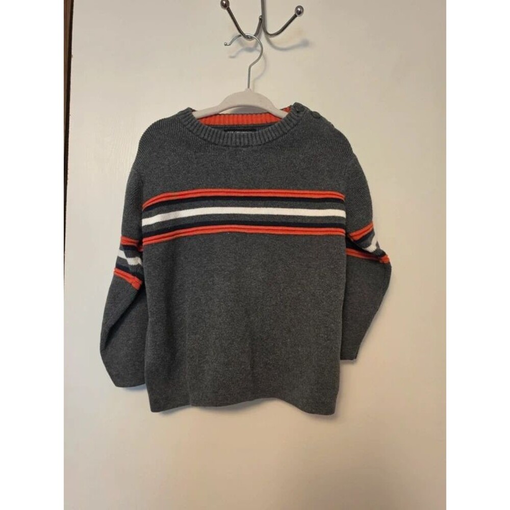 The Children's Place Boys 24M / 2T Charcoal Gray Orange Striped Sweater